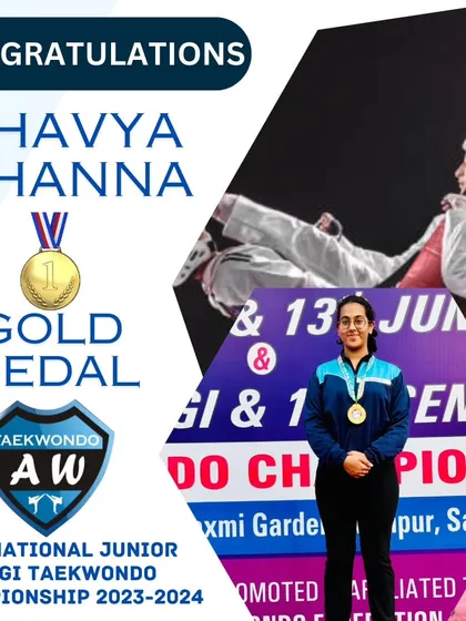 CONGRATULATIONS to our champion Bhavya Khanna for winning the Gold Medal at the 40th National Junior Kyorugi Taekwondo Championship. We train our students not just to compete, but to win.