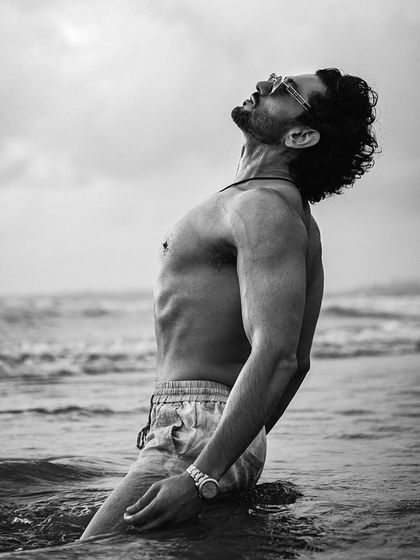 The same pose in black and white, which adds a classic, intense feel. I often provide both color and monochrome options to give my clients more versatility.