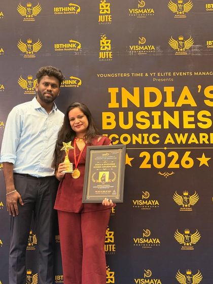 Posing with the award and trophy. We are so grateful for the recognition and the growth of our business.