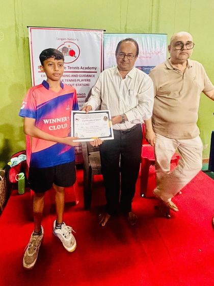 Harshith C M is recognized for securing 3rd place in the Under 13 Boys singles event at the Karnataka state ranking held in Belgaum.