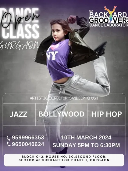 Bring your friends and family to our open dance class for beginners. This session is completely free and designed to introduce you to the joy of Jazz, Bollywood, and Hip Hop fusion.