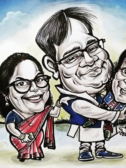 A caricature is a wonderful way to capture a happy family moment. This piece was commissioned as a special anniversary gift, turning a precious memory into a piece of art that will be cherished forever.