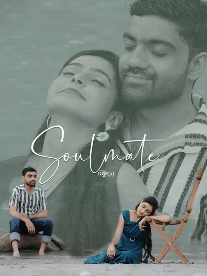A creative edit with a 'Soulmate' theme, blending multiple images of a couple relaxing by the river into one artistic portrait.