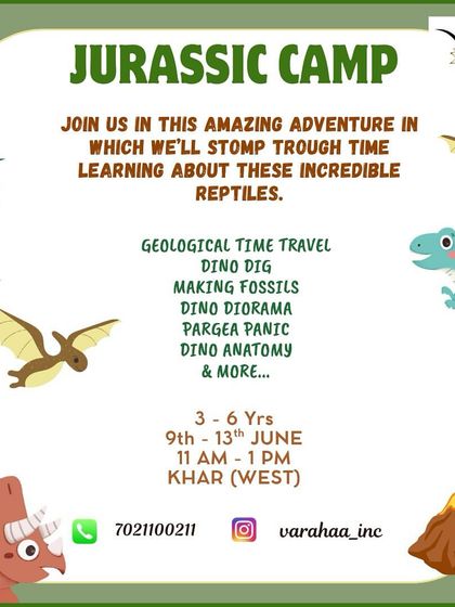 Let's stomp through time in my Jurassic Camp. This adventure for young paleontologists includes activities like a dino dig, making fossils, and creating erupting volcanoes to learn about these incredible reptiles.