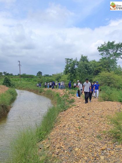 The Honeywell team during their plantation day in Pune, which included a nature walk along a waterway before the planting began. This holistic approach connects volunteers to the broader landscape they are helping to restore.