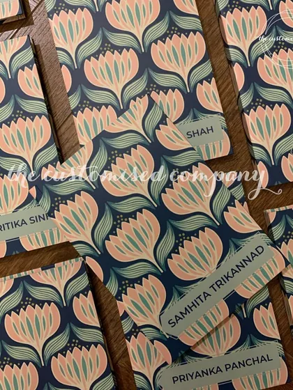 For a clean and professional look, I created these personalized A5 hardbound notebooks for a corporate order. The elegant floral design and custom name labels add a touch of class to everyday note-taking.