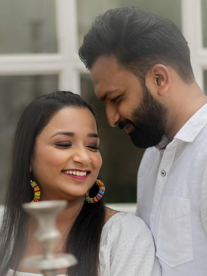 A close-up of the bride-to-be, showcasing the fresh, glowing makeup that looks effortless and beautiful.