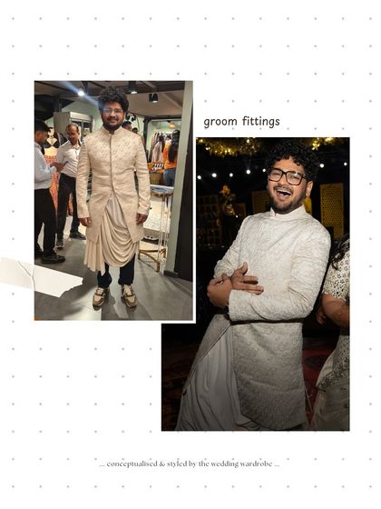 Groom fittings. A fun, behind-the-scenes look at the groom trying on his custom-draped sherwani for the sangeet.