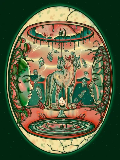 My interpretation of 'The Four Horsemen of the Apocalypse,' created for a short fiction contest by Dark n Light zine. This poster design is an example of my narrative-driven work, where I dive into a complex theme and build a surreal, symbolic world around it.