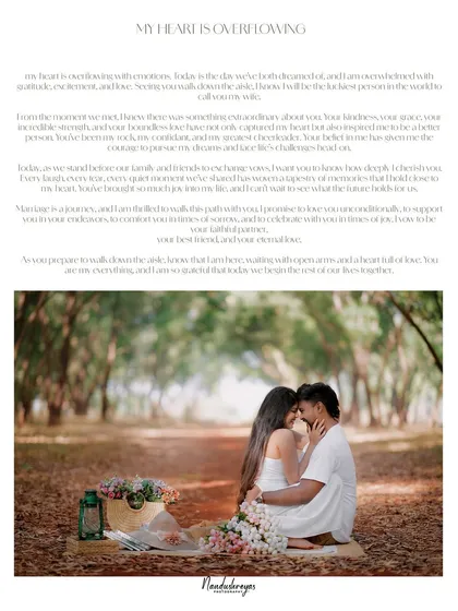 A romantic picnic scene overlaid with poetic text, creating a beautiful piece of visual storytelling.
