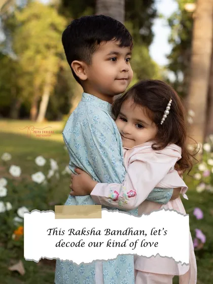 A warm hug between a brother and sister during an outdoor photoshoot. This photo perfectly captures the sweet and protective nature of their sibling bond.