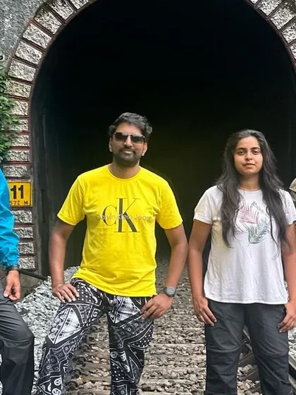 A small group from our club posing in front of a tunnel during a ride. Every trip is filled with unique photo opportunities and memories.