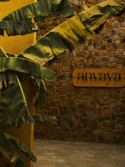 Our name nestled amongst tropical foliage and stone, a symbol of our commitment to integrating with the natural environment.