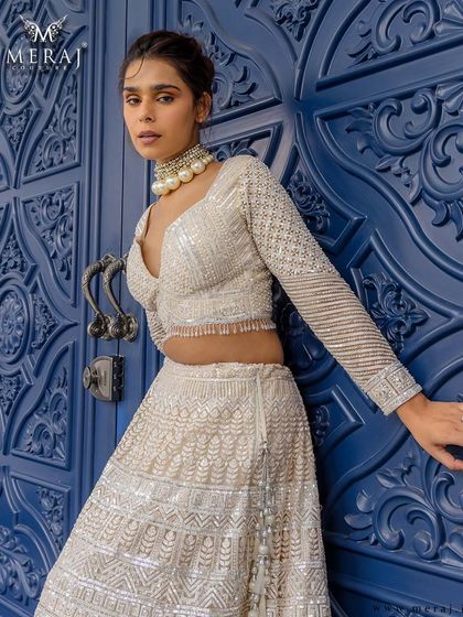 Meraj Couture - Luxury Occasion Wear Ethereal Lehengas: Pastels & Ivories photo 13