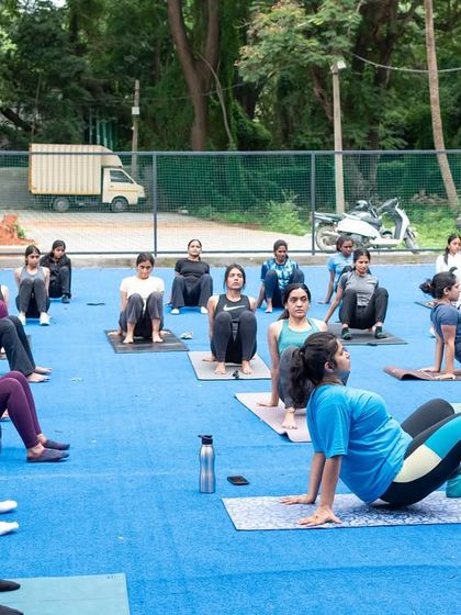 Women participating in a group exercise session at our StrongHER workshop. We create a safe and inclusive environment for women to learn about their bodies and train together.