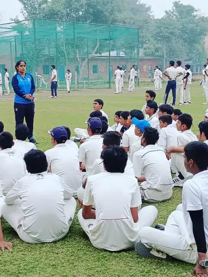 I believe in interacting with every age group. Here, I am sharing some thoughts with the junior players after their practice.