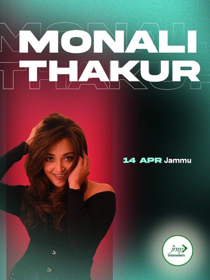 The promotional poster for Monali Thakur's show in Jammu, part of our packed April schedule.