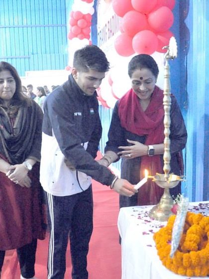 The traditional lamp lighting ceremony to mark an auspicious beginning for our new center, with our special guests.