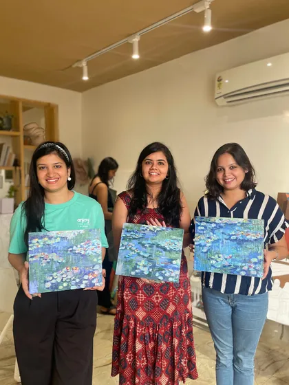 The same group of friends from image 241, back for another painting session. We love seeing our regulars.