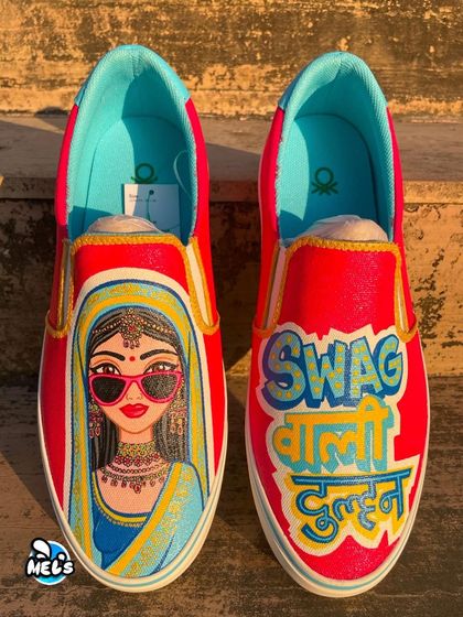 Another top-down view of the custom bridal sneakers.