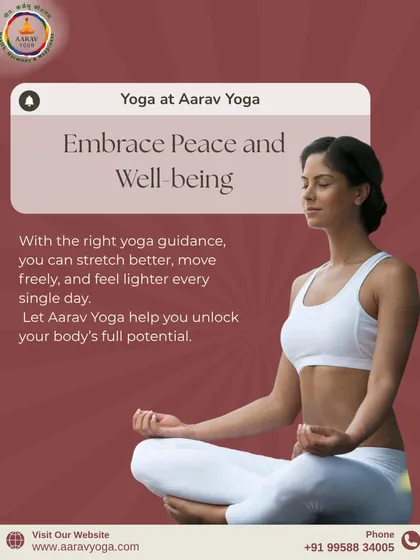 "Embrace Peace and Well-being." This image of a woman in a meditative pose reinforces our message that with the right guidance, you can move freely and feel lighter every single day.