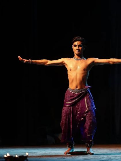 A series of poses from my performance at the Mūlam festival. These images show the flow of movement and the variety of postures within a single Kuchipudi piece.