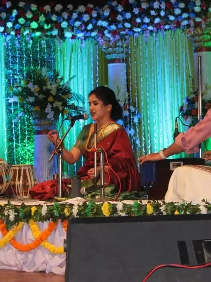 Another shot from our concert for the Reserve Bank of India. The lighting and stage decor created a vibrant atmosphere for the vocal recital.
