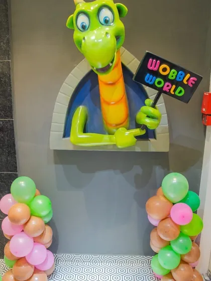 Our friendly dragon mascot welcomes you to a world of imagination. We can create any theme for your child's party, complete with fun decorations.
