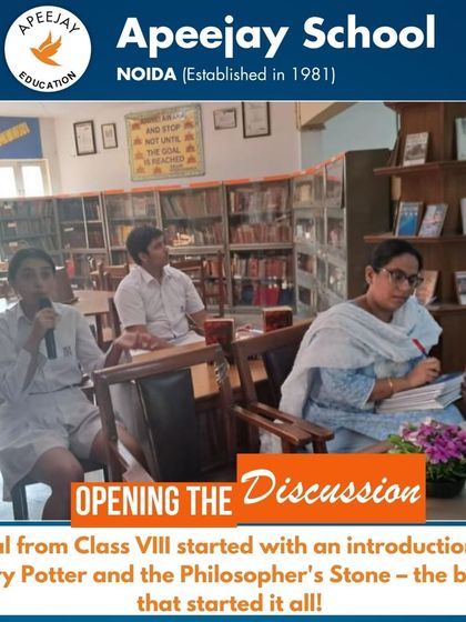 Our book discussion activity on Harry Potter began with an introduction to "The Philosopher's Stone." A student from Class VIII kicks off the session, setting the stage for a magical journey into the world of Hogwarts.