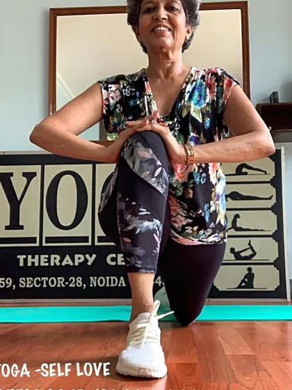 A smiling low lunge. Finding happiness in simple, foundational movements is a core part of my teaching philosophy.