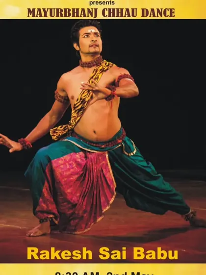 A poster featuring my performance pose for a lecture-demonstration event. These images are chosen to convey the energy and dynamism of Mayurbhanj Chhau.
