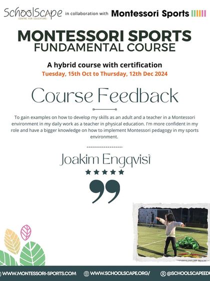 More positive feedback for our Montessori Sports course.