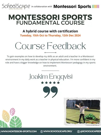 A teacher shares how the course made him more confident in his role and gave him a bigger knowledge of how to implement Montessori pedagogy in a sports environment.