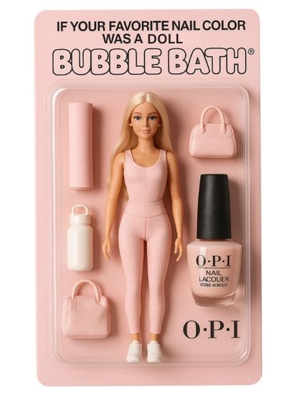 If your favorite nail color was a doll: OPI's Bubble Bath. This iconic sheer pink is the definition of clean, classic, and understated elegance.