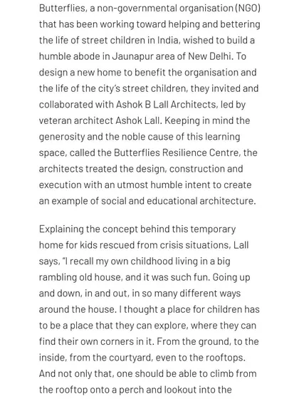 An excerpt from an article where I explain the design concept. I drew from my childhood memories to design a home that encourages exploration and gives children a sense of freedom and discovery.