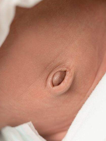 A close-up of a baby's belly button, another one of those unique and precious newborn details.