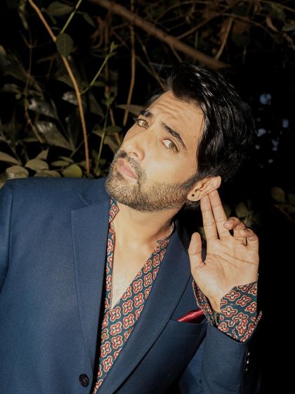 A close-up that captures an expressive, listening pose, adding a narrative element to the shoot.