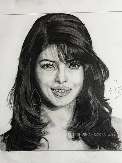 A portrait of Priyanka Chopra from my early collection. This 2014 sketch shows my developing style in capturing the likeness of famous personalities.