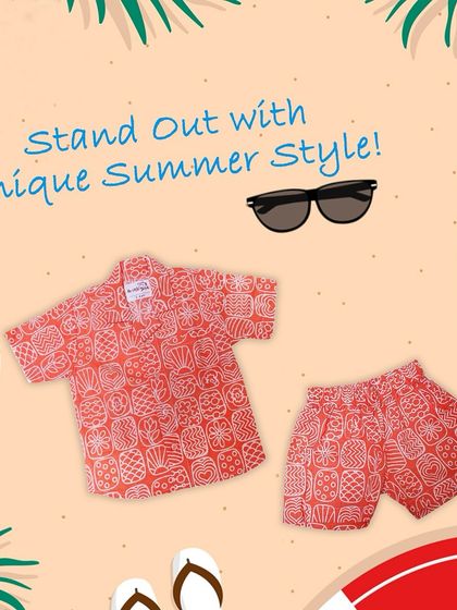 Stand out with unique summer style. This co-ord set features a fun red doodle print, crafted with love for maximum comfort.
