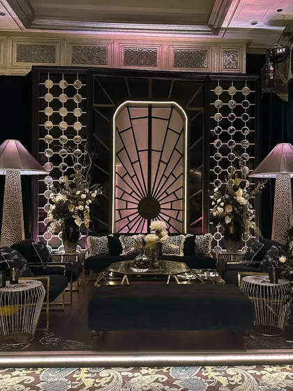 Welcome to The Dark Club. This image captures the essence of a bold, enigmatic, and unapologetically luxe birthday lounge I designed. Every element, from the architectural panels and statement lamps to the animal-print cushions and velvet seating, was intentionally layered to build an immersive, high-energy atmosphere.