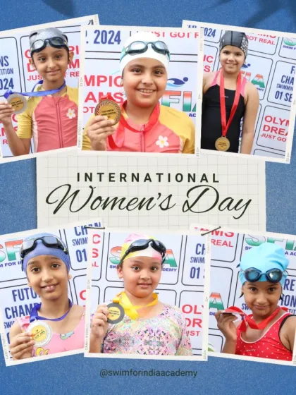 A collage of our powerful and talented girl swimmers. We are proud to support their goals and watch them succeed.