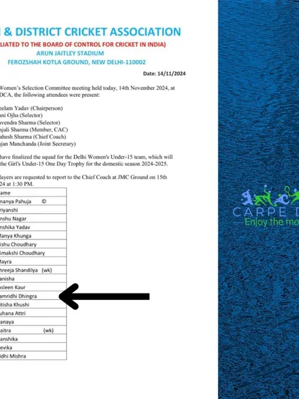 The official selection list from the Delhi & District Cricket Association. Seeing our student Samridhi's name here is a proud moment for our entire coaching staff and academy.