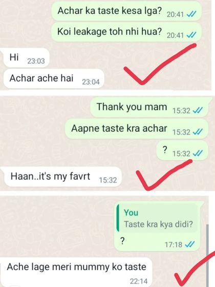 More happy customers sharing their feedback. It's wonderful to know that my pickles are becoming a favorite, and that even their mothers enjoy the taste.