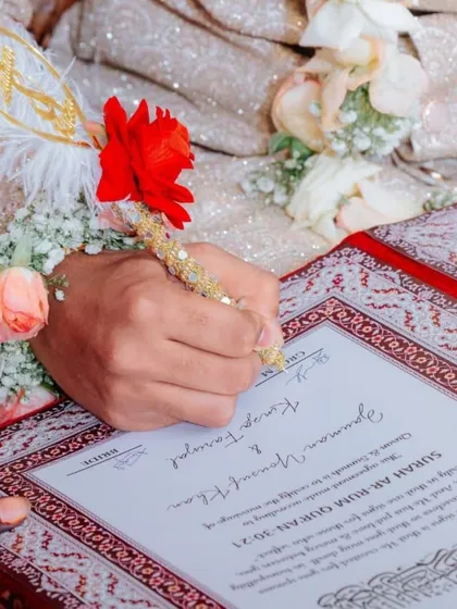 This is the moment. The quiet prayer in your heart before you sign the contract that begins your new life together. I craft every Nikah pen and certificate to be worthy of this sacred memory.