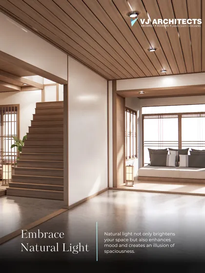 Embracing natural light is one of our core principles. It not only brightens a space but also enhances mood and creates an illusion of spaciousness, as seen in this Japandi-inspired design.
