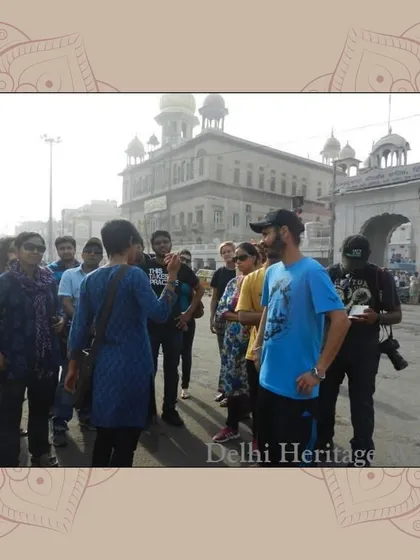 Here I am with a group in the heart of Old Delhi, with the magnificent Gurudwara Sisganj Sahib in the background. My approach is interactive; we discuss, question, and connect the past to the present, making each heritage tour a unique and engaging dialogue.