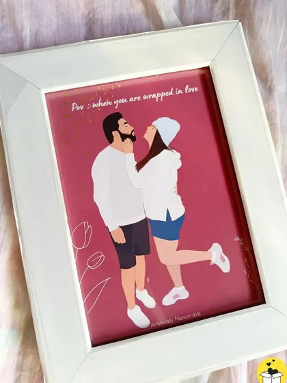 I capture the feeling of your relationship in a minimalist faceless portrait. This piece, showing a couple wrapped in love, is a perfect, personal gift for your partner for any occasion.
