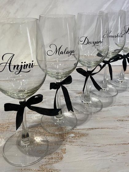 Sip in style with our personalised wine glasses. They are perfect for bachelorette parties, girls' nights, or as a special gift for a wine lover.
