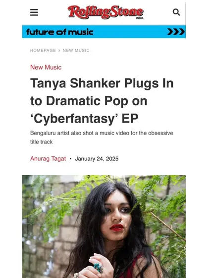 My EP "Cyberfantasy" got a great write-up in Rolling Stone India. The article dives into the dramatic pop sound and the themes of online identity.