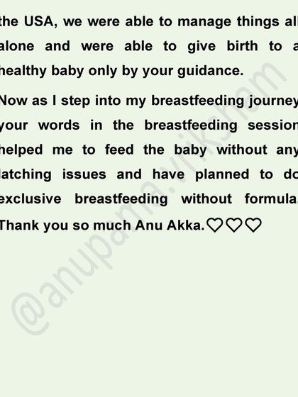 A mother from the USA shares her story of a 19-hour labor. She and her husband managed it all by themselves, using the breathing techniques and massage skills they learned in my classes. Now, she is exclusively breastfeeding with confidence.